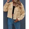 imageGihuo Womens Fashion Cropped Shacket Button Down Corduroy Shacket Jackets Casual Plaid Long Sleeve Crop Jackets TopsLightkhaki