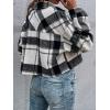 imageGihuo Womens Fashion Cropped Shacket Button Down Corduroy Shacket Jackets Casual Plaid Long Sleeve Crop Jackets TopsPlaid Black
