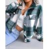 imageGihuo Womens Fashion Cropped Shacket Button Down Corduroy Shacket Jackets Casual Plaid Long Sleeve Crop Jackets TopsPlaid Green