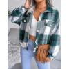 imageGihuo Womens Fashion Cropped Shacket Button Down Corduroy Shacket Jackets Casual Plaid Long Sleeve Crop Jackets TopsPlaid Green