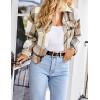 imageGihuo Womens Fashion Cropped Shacket Button Down Corduroy Shacket Jackets Casual Plaid Long Sleeve Crop Jackets TopsPlaid Khaki