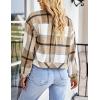 imageGihuo Womens Fashion Cropped Shacket Button Down Corduroy Shacket Jackets Casual Plaid Long Sleeve Crop Jackets TopsPlaid Khaki