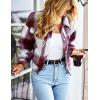 imageGihuo Womens Fashion Cropped Shacket Button Down Corduroy Shacket Jackets Casual Plaid Long Sleeve Crop Jackets TopsPlaid Wine