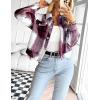 imageGihuo Womens Fashion Cropped Shacket Button Down Corduroy Shacket Jackets Casual Plaid Long Sleeve Crop Jackets TopsPlaid Wine