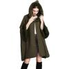 imageGihuo Womens Luxury Batwing Sleeve Faux Fur Hooded Cloak Poncho Sweater CapeArmy Green