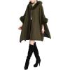 imageGihuo Womens Luxury Batwing Sleeve Faux Fur Hooded Cloak Poncho Sweater CapeArmy Green
