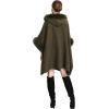 imageGihuo Womens Luxury Batwing Sleeve Faux Fur Hooded Cloak Poncho Sweater CapeArmy Green