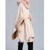 imageGihuo Womens Luxury Batwing Sleeve Faux Fur Hooded Cloak Poncho Sweater CapeBeige