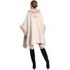 imageGihuo Womens Luxury Batwing Sleeve Faux Fur Hooded Cloak Poncho Sweater CapeBeige