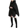 imageGihuo Womens Luxury Batwing Sleeve Faux Fur Hooded Cloak Poncho Sweater CapeBlack