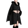 imageGihuo Womens Luxury Batwing Sleeve Faux Fur Hooded Cloak Poncho Sweater CapeBlack