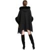 imageGihuo Womens Luxury Batwing Sleeve Faux Fur Hooded Cloak Poncho Sweater CapeBlack