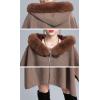 imageGihuo Womens Luxury Batwing Sleeve Faux Fur Hooded Cloak Poncho Sweater CapeCoffee