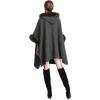 imageGihuo Womens Luxury Batwing Sleeve Faux Fur Hooded Cloak Poncho Sweater CapeGray