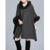 imageGihuo Womens Luxury Batwing Sleeve Faux Fur Hooded Cloak Poncho Sweater CapeGray