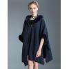imageGihuo Womens Luxury Batwing Sleeve Faux Fur Hooded Cloak Poncho Sweater CapeNavy