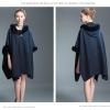 imageGihuo Womens Luxury Batwing Sleeve Faux Fur Hooded Cloak Poncho Sweater CapeNavy