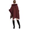 imageGihuo Womens Luxury Batwing Sleeve Faux Fur Hooded Cloak Poncho Sweater CapeWine