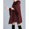 imageGihuo Womens Luxury Batwing Sleeve Faux Fur Hooded Cloak Poncho Sweater CapeWine