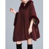 imageGihuo Womens Luxury Batwing Sleeve Faux Fur Hooded Cloak Poncho Sweater CapeWine