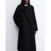 imageGihuo Womens Notched Collar Wool Blend Pea Coat Winter Double Breasted Trench Coat Long Oversized Button Down OvercoatsBlackS