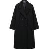 imageGihuo Womens Notched Collar Wool Blend Pea Coat Winter Double Breasted Trench Coat Long Oversized Button Down OvercoatsBlackS