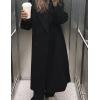 imageGihuo Womens Notched Collar Wool Blend Pea Coat Winter Double Breasted Trench Coat Long Oversized Button Down OvercoatsBlackS