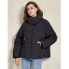 imageGihuo Womens Puffer Jacket Full Zip Quilted Hooded Bubble Coats Padded Jacket Long Sleeve Winter Warm Coat PocketBlack