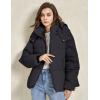 imageGihuo Womens Puffer Jacket Full Zip Quilted Hooded Bubble Coats Padded Jacket Long Sleeve Winter Warm Coat PocketBlack