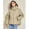 imageGihuo Womens Puffer Jacket Full Zip Quilted Hooded Bubble Coats Padded Jacket Long Sleeve Winter Warm Coat PocketKhaki