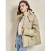 imageGihuo Womens Puffer Jacket Full Zip Quilted Hooded Bubble Coats Padded Jacket Long Sleeve Winter Warm Coat PocketKhaki