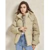 imageGihuo Womens Puffer Jacket Full Zip Quilted Hooded Bubble Coats Padded Jacket Long Sleeve Winter Warm Coat PocketKhaki