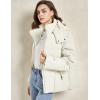 imageGihuo Womens Puffer Jacket Full Zip Quilted Hooded Bubble Coats Padded Jacket Long Sleeve Winter Warm Coat PocketWhite