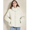 imageGihuo Womens Puffer Jacket Full Zip Quilted Hooded Bubble Coats Padded Jacket Long Sleeve Winter Warm Coat PocketWhite