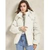 imageGihuo Womens Puffer Jacket Full Zip Quilted Hooded Bubble Coats Padded Jacket Long Sleeve Winter Warm Coat PocketWhite