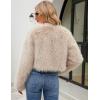 imageGihuo Womens Winter Cropped Faux Fur Coat Long Sleeve Open Front Cardigan Fleece Jackets Shaggy Parka OuterwearApricot