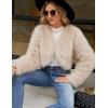 imageGihuo Womens Winter Cropped Faux Fur Coat Long Sleeve Open Front Cardigan Fleece Jackets Shaggy Parka OuterwearApricot