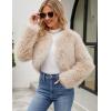 imageGihuo Womens Winter Cropped Faux Fur Coat Long Sleeve Open Front Cardigan Fleece Jackets Shaggy Parka OuterwearApricot