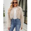 imageGihuo Womens Winter Cropped Faux Fur Coat Long Sleeve Open Front Cardigan Fleece Jackets Shaggy Parka OuterwearApricot
