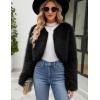 imageGihuo Womens Winter Cropped Faux Fur Coat Long Sleeve Open Front Cardigan Fleece Jackets Shaggy Parka OuterwearBlack