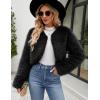 imageGihuo Womens Winter Cropped Faux Fur Coat Long Sleeve Open Front Cardigan Fleece Jackets Shaggy Parka OuterwearBlack