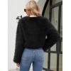 imageGihuo Womens Winter Cropped Faux Fur Coat Long Sleeve Open Front Cardigan Fleece Jackets Shaggy Parka OuterwearBlack