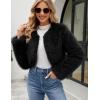 imageGihuo Womens Winter Cropped Faux Fur Coat Long Sleeve Open Front Cardigan Fleece Jackets Shaggy Parka OuterwearBlack