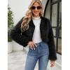 imageGihuo Womens Winter Cropped Faux Fur Coat Long Sleeve Open Front Cardigan Fleece Jackets Shaggy Parka OuterwearBlack