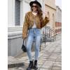 imageGihuo Womens Winter Cropped Faux Fur Coat Long Sleeve Open Front Cardigan Fleece Jackets Shaggy Parka OuterwearBrown
