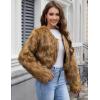 imageGihuo Womens Winter Cropped Faux Fur Coat Long Sleeve Open Front Cardigan Fleece Jackets Shaggy Parka OuterwearBrown