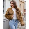 imageGihuo Womens Winter Cropped Faux Fur Coat Long Sleeve Open Front Cardigan Fleece Jackets Shaggy Parka OuterwearBrown
