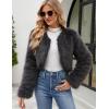imageGihuo Womens Winter Cropped Faux Fur Coat Long Sleeve Open Front Cardigan Fleece Jackets Shaggy Parka OuterwearGrey