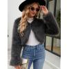imageGihuo Womens Winter Cropped Faux Fur Coat Long Sleeve Open Front Cardigan Fleece Jackets Shaggy Parka OuterwearGrey