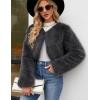 imageGihuo Womens Winter Cropped Faux Fur Coat Long Sleeve Open Front Cardigan Fleece Jackets Shaggy Parka OuterwearGrey